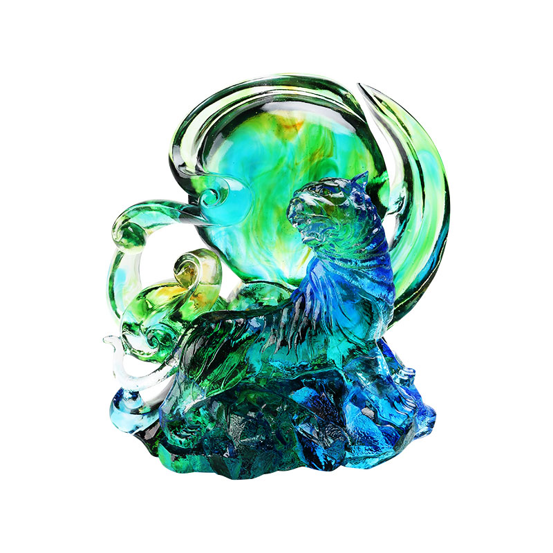 เครื่องประดับเสือแก้วคริสตัลใสสีฟ้าเขียว