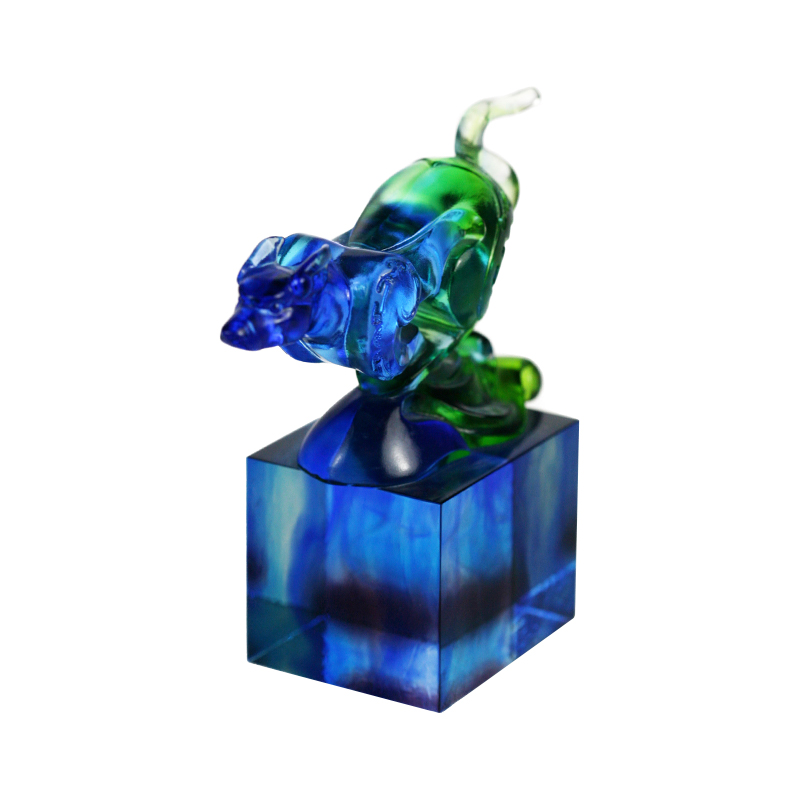 เครื่องประดับตราแก้วคลาสสิกสีฟ้าเขียว