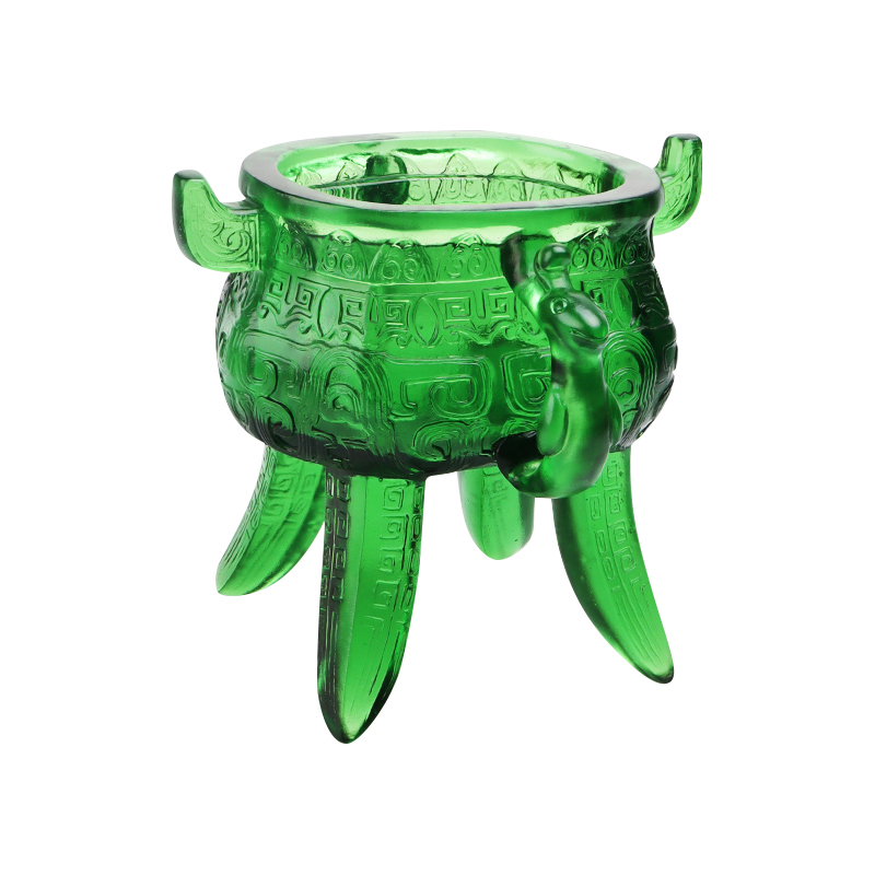 ขาตั้งกล้องแก้วคริสตัลสีเขียวมรกตพร้อมหูจับ