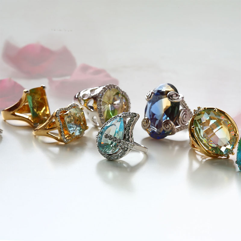 แหวนประดับกระจกตัดทรงหยดน้ำ