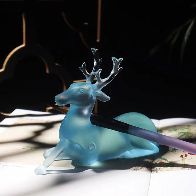 ที่ใส่แปรงรูปกวางแก้วสีฟ้า