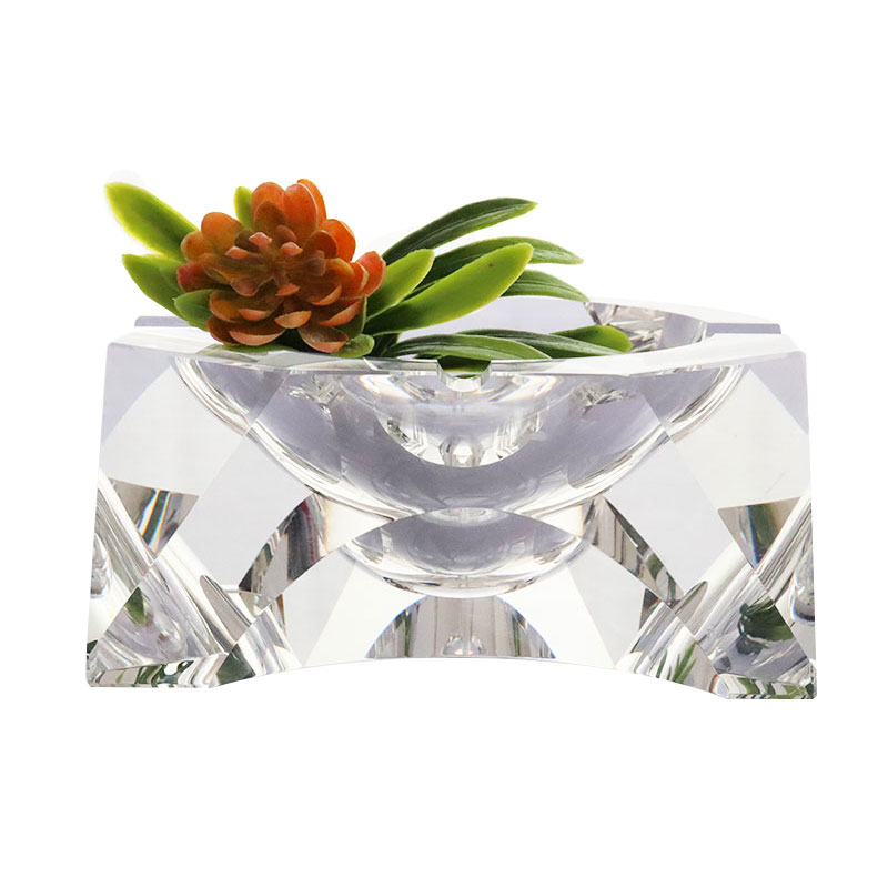 ที่เขี่ยบุหรี่แก้วคริสตัลดีไซน์เรียบง่ายรูปทรงเรขาคณิต