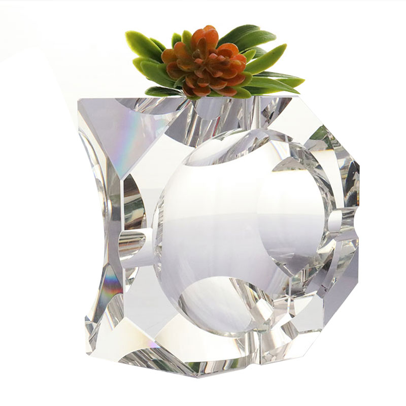 ที่เขี่ยบุหรี่แก้วคริสตัลดีไซน์เรียบง่ายรูปทรงเรขาคณิต