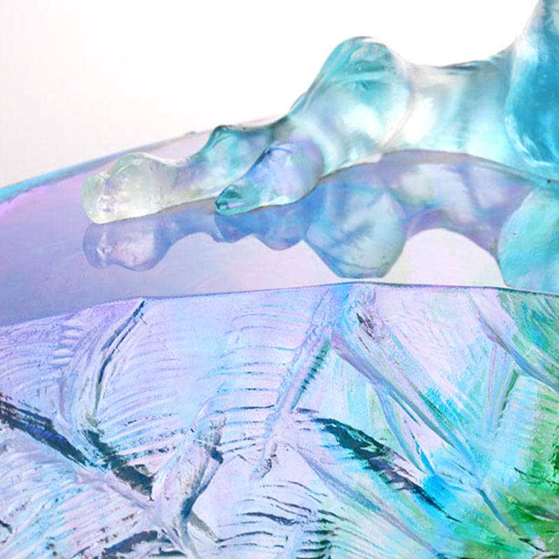 ชามใส่ผลไม้แก้วคริสตัลประดับนก