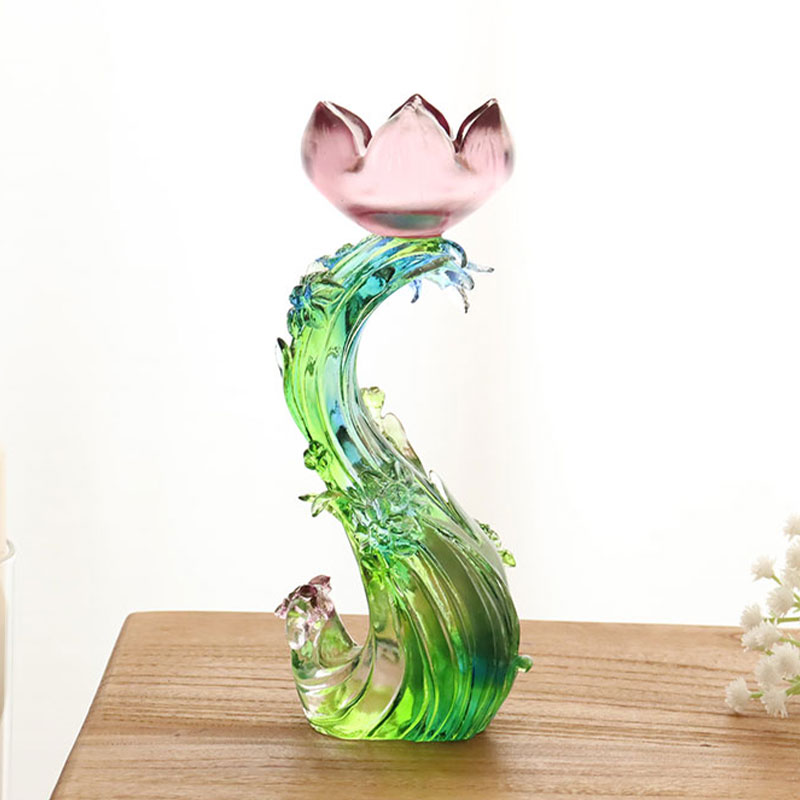 เชิงเทียนแก้วคริสตัลรูปดอกบัว