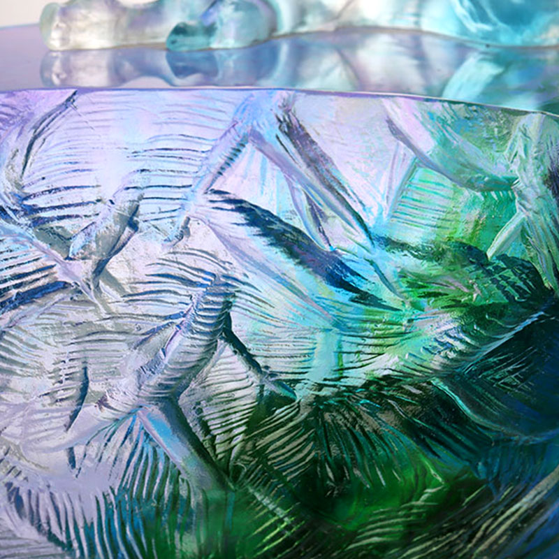 ชามใส่ผลไม้แก้วคริสตัลประดับนก