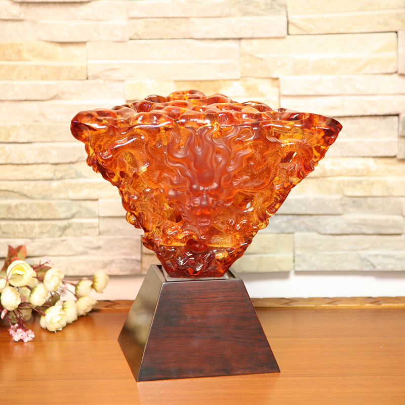 เครื่องประดับตั้งโต๊ะโคมไฟแก้วสีส้ม