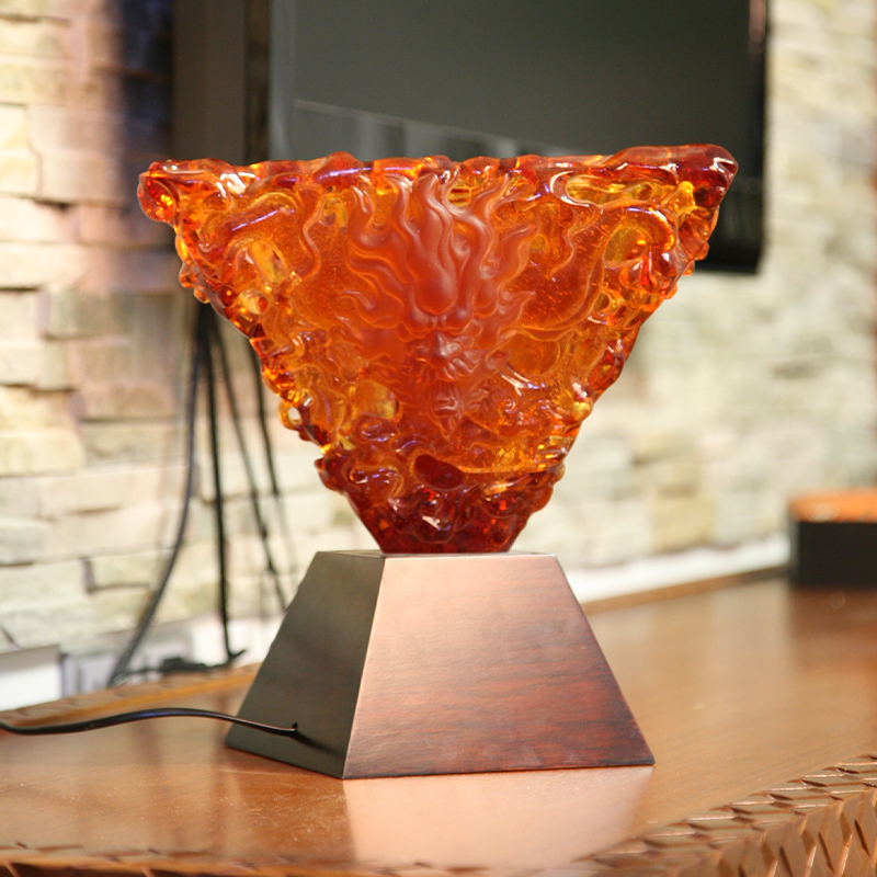 เครื่องประดับตั้งโต๊ะโคมไฟแก้วสีส้ม