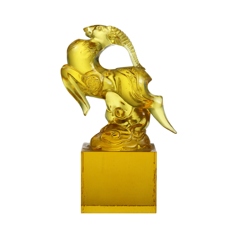 ซีลแก้วคริสตัลรูปแกะใสสีทอง