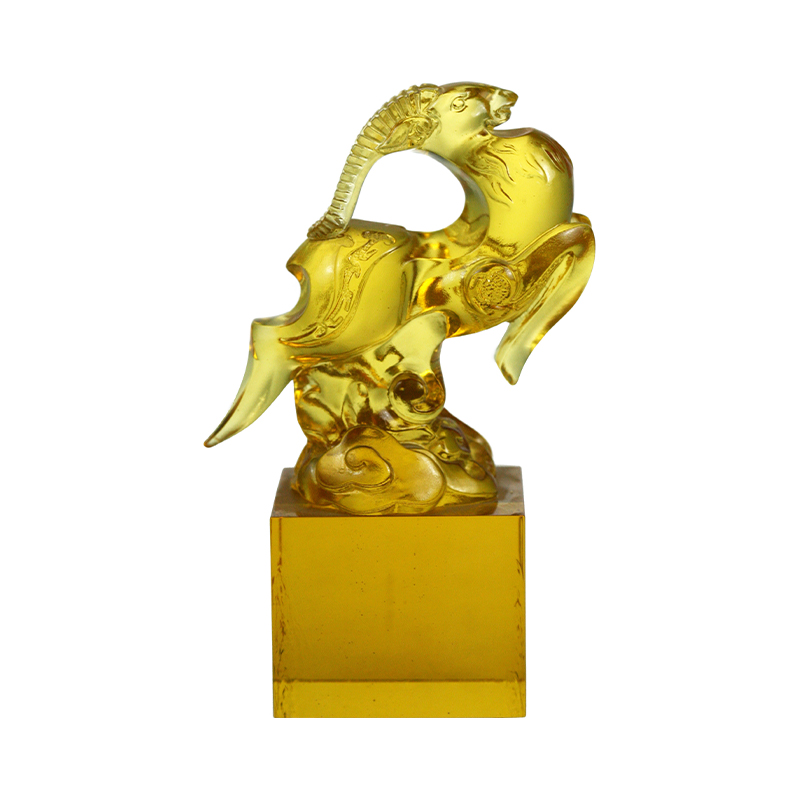 ซีลแก้วคริสตัลรูปแกะใสสีทอง