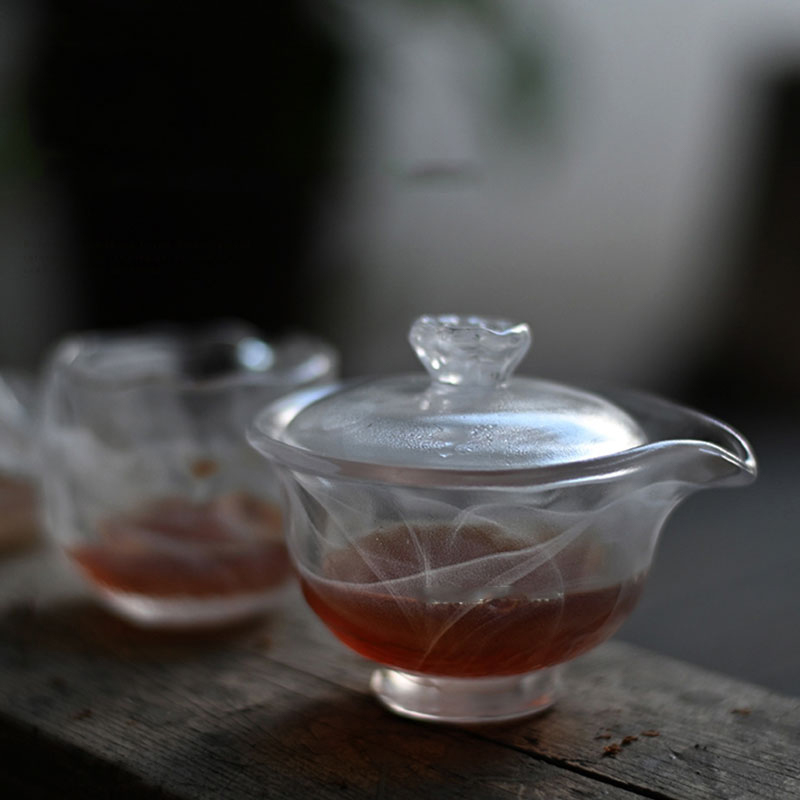 ชุดน้ำชาแก้วใสพร้อมกาน้ำชา,ถ้วยชา
