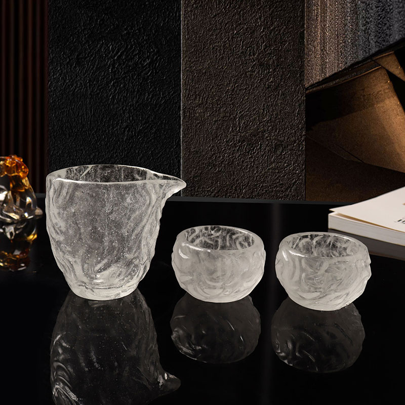 ชุดถ้วยชาแก้วใสลายฟองสำหรับใช้ในการประชุมโฮมออฟฟิศ