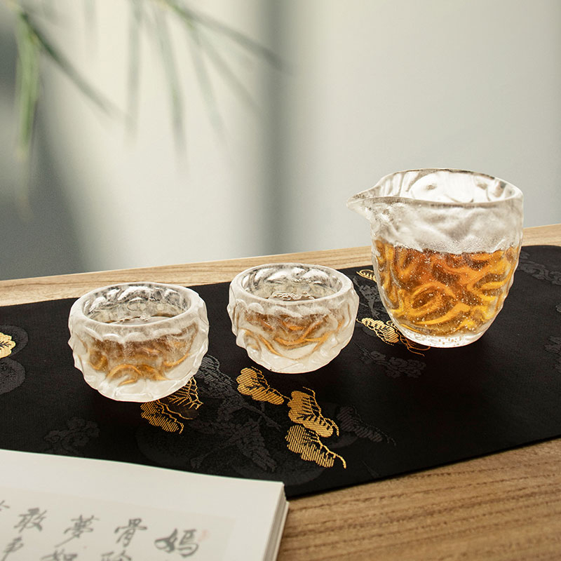 ชุดถ้วยชาแก้วใสลายฟองสำหรับใช้ในการประชุมโฮมออฟฟิศ