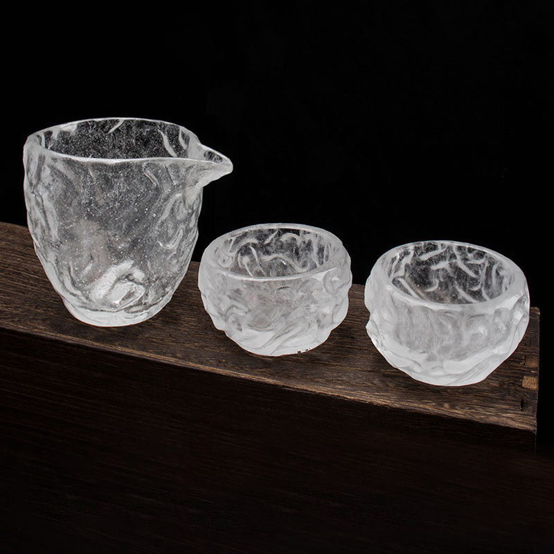 ชุดถ้วยชาแก้วใสลายฟองสำหรับใช้ในการประชุมโฮมออฟฟิศ