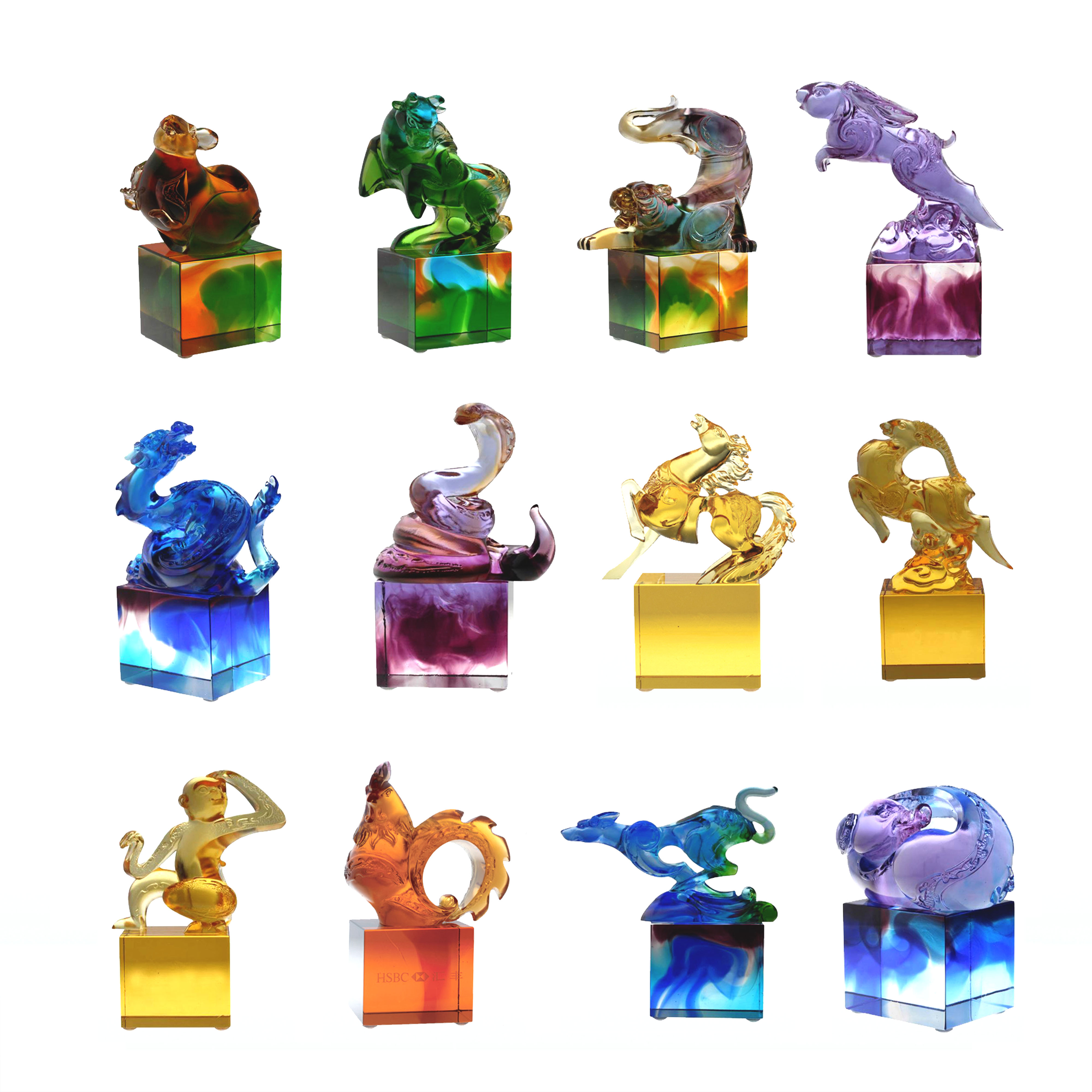 เครื่องประดับตราแก้วคลาสสิกสีฟ้าเขียว